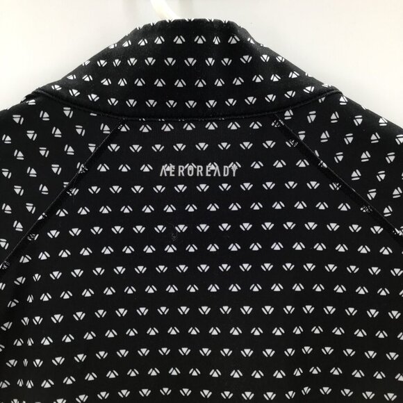 Women's L Adidas Aeroready Pullover Zip Top Popover Athletic Black White L/S - Picture 5 of 10